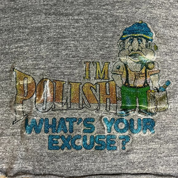 I'm Polish What's Your Excuse? Novelty Cutoff Crop Top T Shirt - Picture 2 of 4